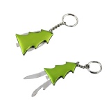 Christmas Tree Shaped Key Chain with Knife and Opener